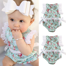 Cute Newborn Toddler Baby Girl Clothing Flower Bow Cute Clothes Lace Floral Bodysuit Outfits Summer 0-24M