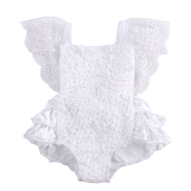 Baby Girl Clothes Lace Floral Bodysuit Sunsuit Outfits Lovely White Lace Baby Bodysuits 0-18 Months for Birthday Party Bodysuits