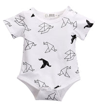 Infant Newborn Baby Girls Boy Origami Birds Rompers Jumpsuit Baby Clothes 0-24M White