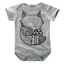 Unique Toddler Infant Newborn Baby Boys Girls Gray Fox Print Romper Jumpsuit Sunsuit Outfits