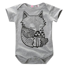 Unique Toddler Infant Newborn Baby Boys Girls Gray Fox Print Romper Jumpsuit Sunsuit Outfits