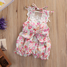2PCS Baby Set Newborn Kids Baby Girls Clothes Summer Sleeveless Backless Lace Floral Jumpsuit Romper+Hat Baby Outfits Clothes