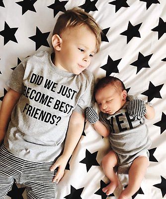2017 Cute 1Newborn Baby Boy Romper Bodysuit Big Brother T-shirt Tops Outfits Family Set NEW