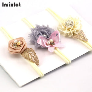 3pcs/set Mix Style Simulated-pearl Ribbon Lace Flower Headband Baby Girl Headbands Elastic Hairband Children Hair Accessories
