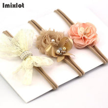 3pcs/set Mix Style Simulated-pearl Ribbon Lace Flower Headband Baby Girl Headbands Elastic Hairband Children Hair Accessories
