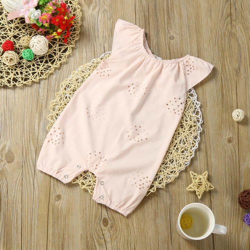Baby Girls Romper Jumpsuit Outfits Baby girls romper clothes Hollow lace solid color Pink jersey Clothes Summer Romper 2017