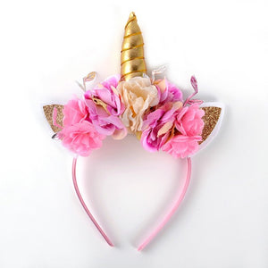 Unicorn  Horn Headband  Tie Back  Floral Crown Handmade Flower Headband  Photo Prop