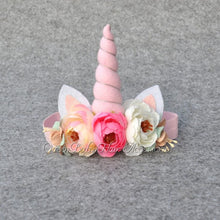Unicorn  Horn Headband  Tie Back  Floral Crown Handmade Flower Headband  Photo Prop