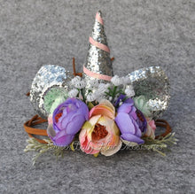 Unicorn  Horn Headband  Tie Back  Floral Crown Handmade Flower Headband  Photo Prop