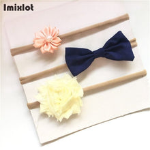 3pcs/set Mix Style Simulated-pearl Ribbon Lace Flower Headband Baby Girl Headbands Elastic Hairband Children Hair Accessories