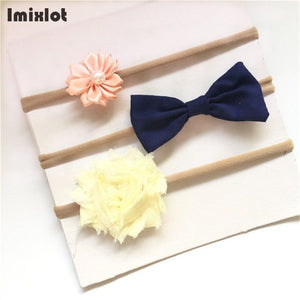 3pcs/set Mix Style Simulated-pearl Ribbon Lace Flower Headband Baby Girl Headbands Elastic Hairband Children Hair Accessories
