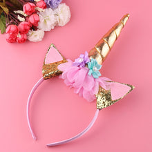 1PC Handmade Kids Party Gold Unicorn Headband Horn Gold Glittery Beautiful Headwear Hairband Hair Accessories Gold/Silver