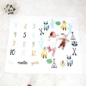 Baby Blanket Photo Newborns Swaddle Stroller Bedding Wrap Background Monthly Growth Number Photography Props Outfits