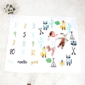 Baby Blanket Photo Newborns Swaddle Stroller Bedding Wrap Background Monthly Growth Number Photography Props Outfits