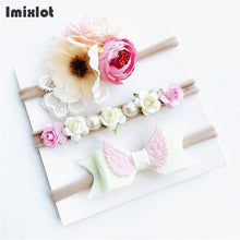 3pcs/set Mix Style Simulated-pearl Ribbon Lace Flower Headband Baby Girl Headbands Elastic Hairband Children Hair Accessories