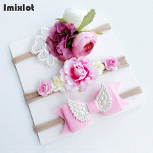 3pcs/set Mix Style Simulated-pearl Ribbon Lace Flower Headband Baby Girl Headbands Elastic Hairband Children Hair Accessories