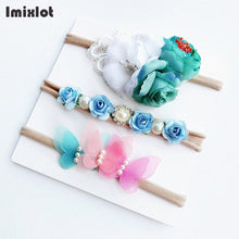 3pcs/set Mix Style Simulated-pearl Ribbon Lace Flower Headband Baby Girl Headbands Elastic Hairband Children Hair Accessories