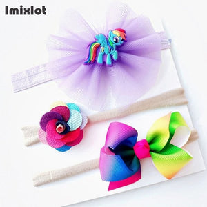 3pcs/set Mix Style Simulated-pearl Ribbon Lace Flower Headband Baby Girl Headbands Elastic Hairband Children Hair Accessories