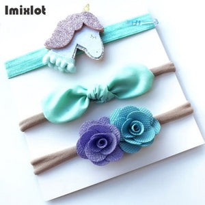 3pcs/set Mix Style Simulated-pearl Ribbon Lace Flower Headband Baby Girl Headbands Elastic Hairband Children Hair Accessories