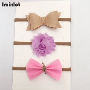 3pcs/set Mix Style Simulated-pearl Ribbon Lace Flower Headband Baby Girl Headbands Elastic Hairband Children Hair Accessories