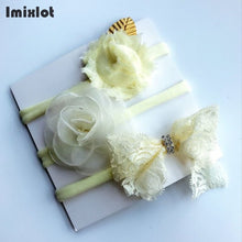 3pcs/set Mix Style Simulated-pearl Ribbon Lace Flower Headband Baby Girl Headbands Elastic Hairband Children Hair Accessories