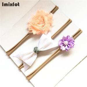 3pcs/set Mix Style Simulated-pearl Ribbon Lace Flower Headband Baby Girl Headbands Elastic Hairband Children Hair Accessories
