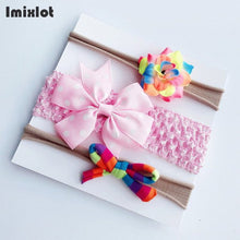 3pcs/set Mix Style Simulated-pearl Ribbon Lace Flower Headband Baby Girl Headbands Elastic Hairband Children Hair Accessories