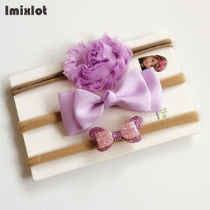 3pcs/set Mix Style Simulated-pearl Ribbon Lace Flower Headband Baby Girl Headbands Elastic Hairband Children Hair Accessories
