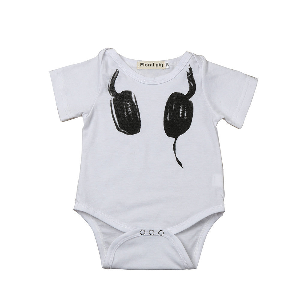 2017 Newborn Infant Baby Boys Headset Print Romper Jumpsuit Kids Boy Girl One-Pieces Costume Outfits Summer Clothes
