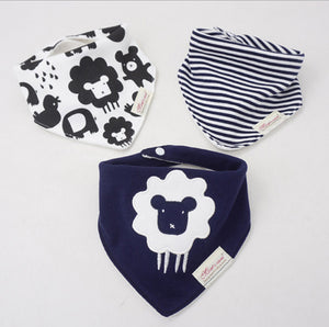 3pc/lot 100% cotton baby boys and girls bibs baby towel bandanas scarf children cravat infant towel