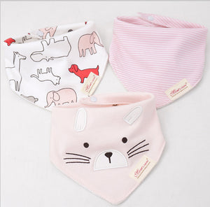 3pc/lot 100% cotton baby boys and girls bibs baby towel bandanas scarf children cravat infant towel