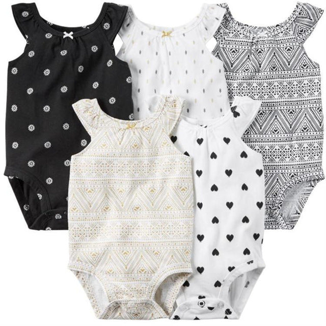 CHUYA Summer Bodysuits 5 Pieces/Lot Baby Girl Clothes Short Sleeve Cotton Printed Bodysuits Baby Jumpsuit Baby Boy Clothes V55