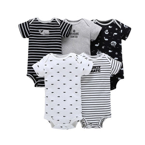 CHUYA Summer Bodysuits 5 Pieces/Lot Baby Girl Clothes Short Sleeve Cotton Printed Bodysuits Baby Jumpsuit Baby Boy Clothes V55