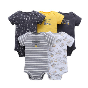 CHUYA Summer Bodysuits 5 Pieces/Lot Baby Girl Clothes Short Sleeve Cotton Printed Bodysuits Baby Jumpsuit Baby Boy Clothes V55