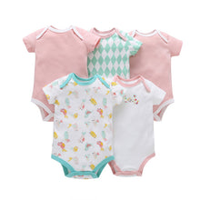 CHUYA Summer Bodysuits 5 Pieces/Lot Baby Girl Clothes Short Sleeve Cotton Printed Bodysuits Baby Jumpsuit Baby Boy Clothes V55