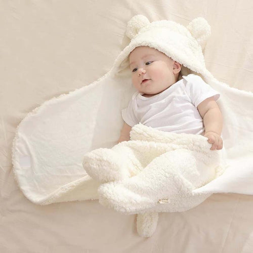Baby Blanket Warm Cartoon Ears Toddler Envelope Swaddle Winter Newborn Swaddling Wrap Sleeping Bag Bed Crib Quilt Infant Blanket