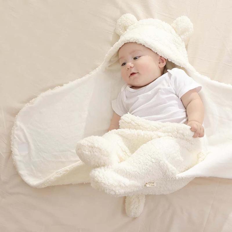 Baby Blanket Warm Cartoon Ears Toddler Envelope Swaddle Winter Newborn Swaddling Wrap Sleeping Bag Bed Crib Quilt Infant Blanket