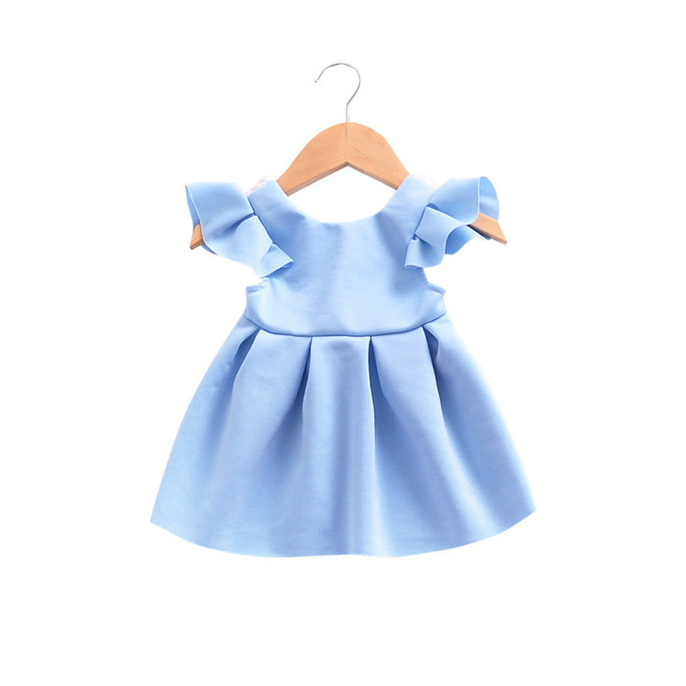 Toddler Baby Girls Bowknot Backless Dress Princess Outfits Clothes Lace Dress