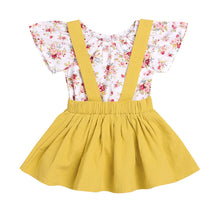 2Pcs Infant Baby Girls Floral Print Rompers Jumpsuit Strap Skirt Outfits Set