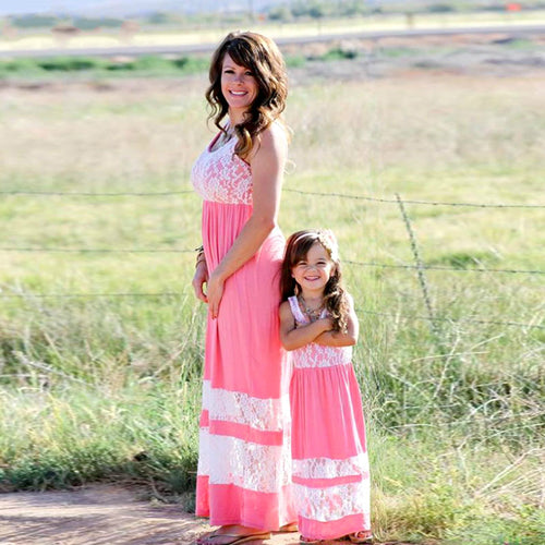 2018 Lace Family Matching Mother Daughter Dresses